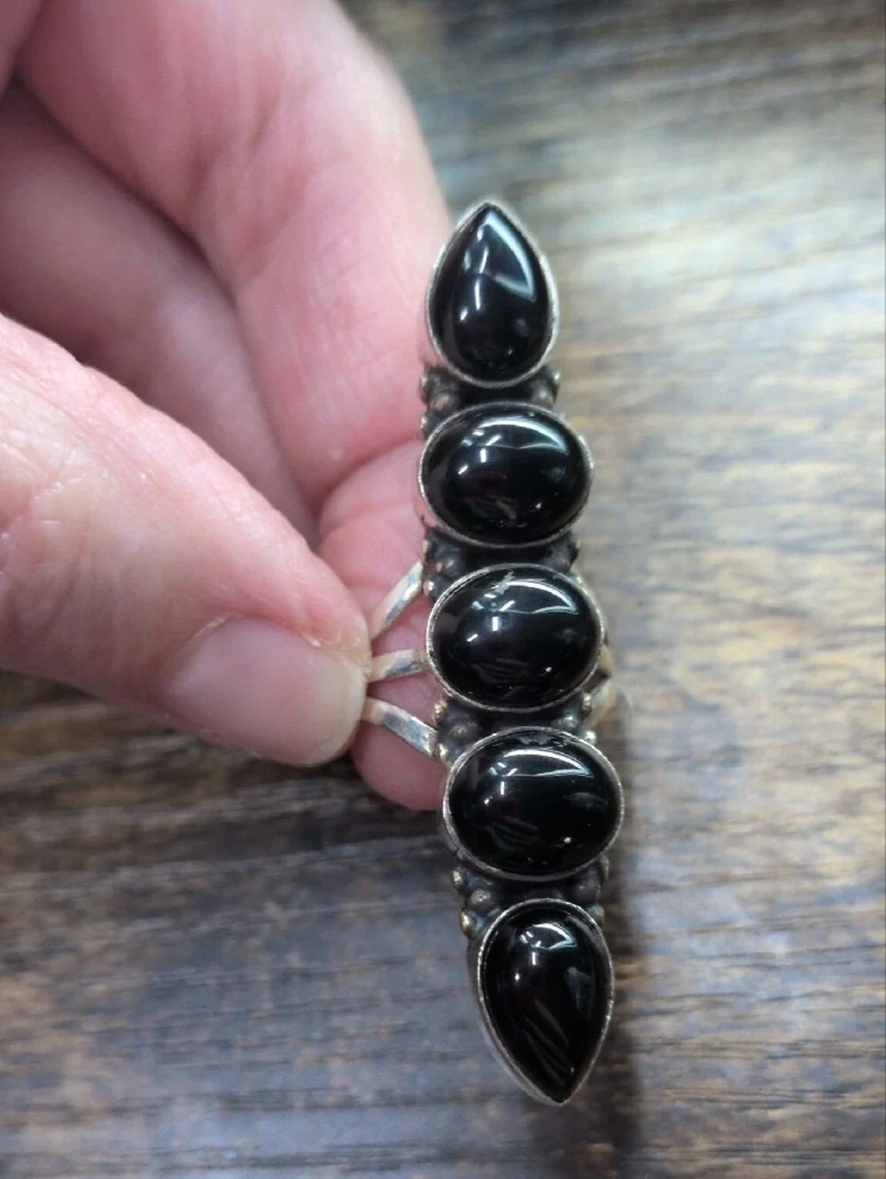 Sterling Silver Black Onyx Multi-Stone Statement Ring